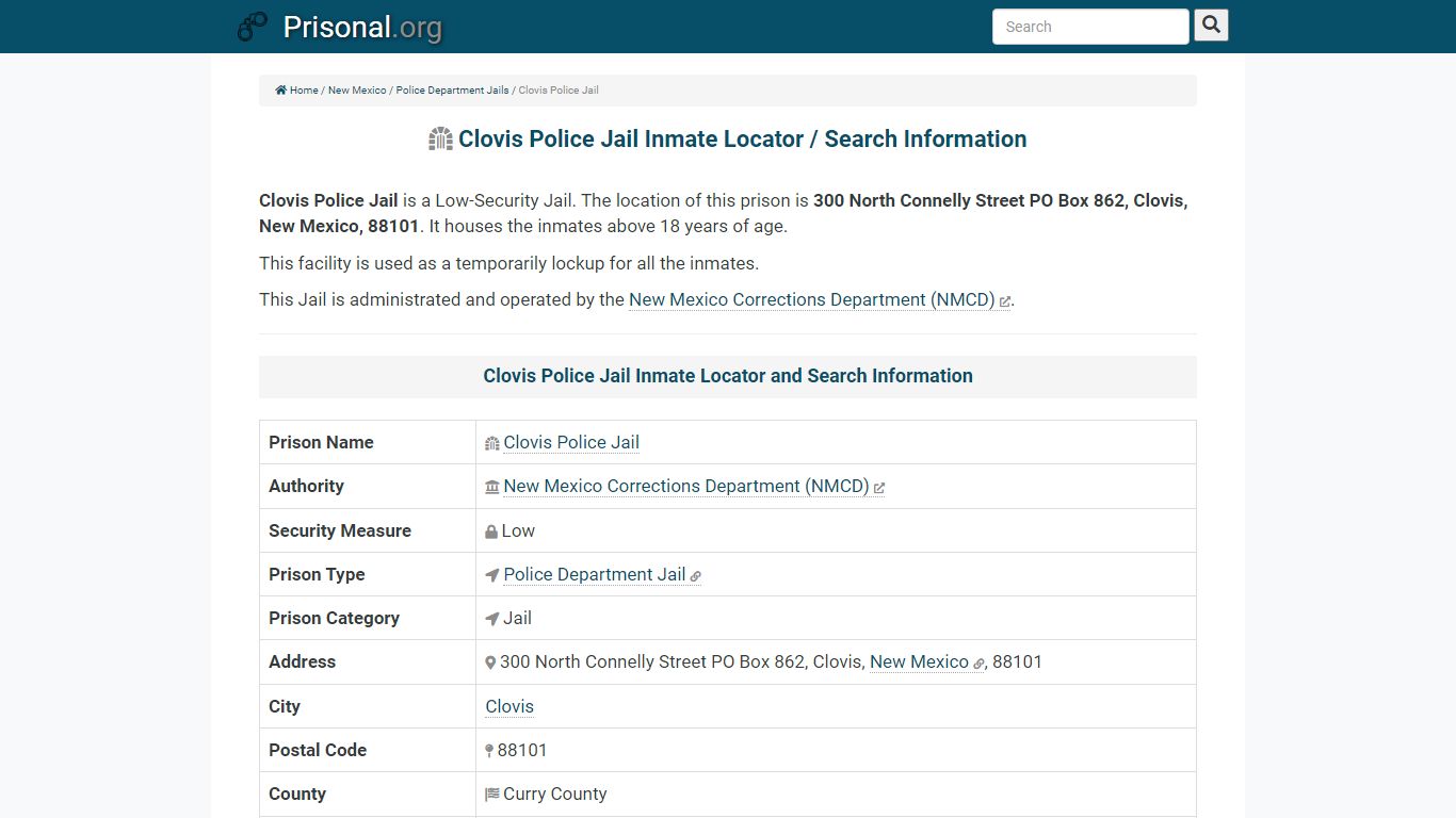 Clovis Police Jail-Inmate Locator/Search Info, Phone, Fax ...