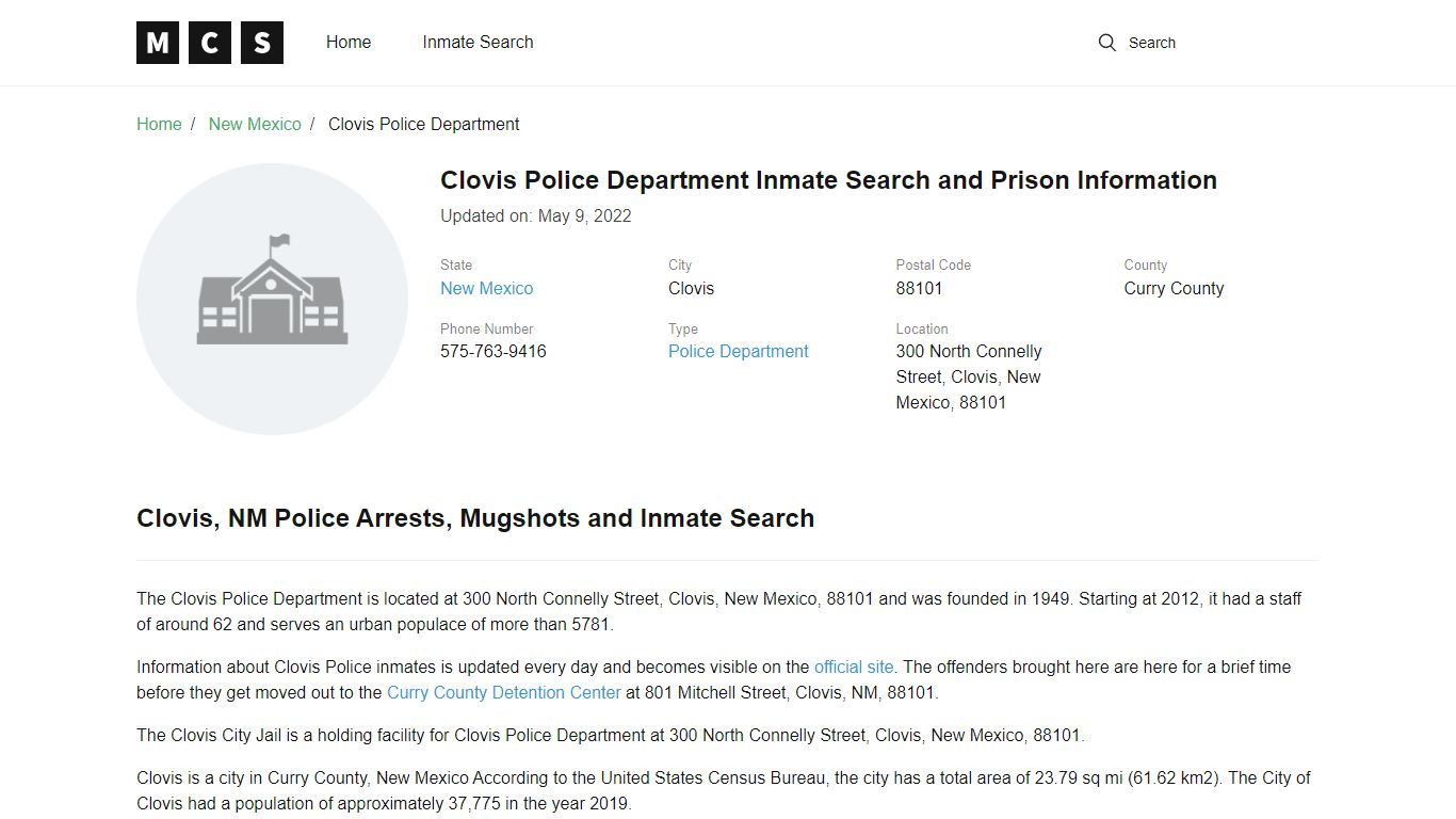 Clovis Police Department Inmate Search and Prison Information